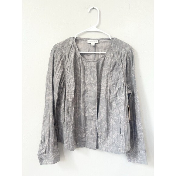 Coldwater Creek Jacket Size Medium Petite 100% Linen Gray Journey New NWT $89 - Picture 1 of 10